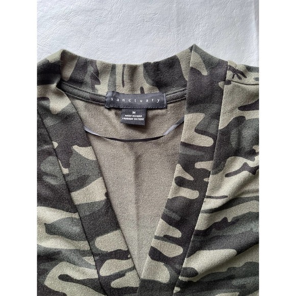 Sanctuary Open Front Patch Pockets Cardigan in Camo Size M - Picture 6 of 8